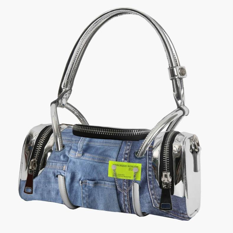 39-mirror-zoo-denim-remake-silver-tube-shaped-handbag