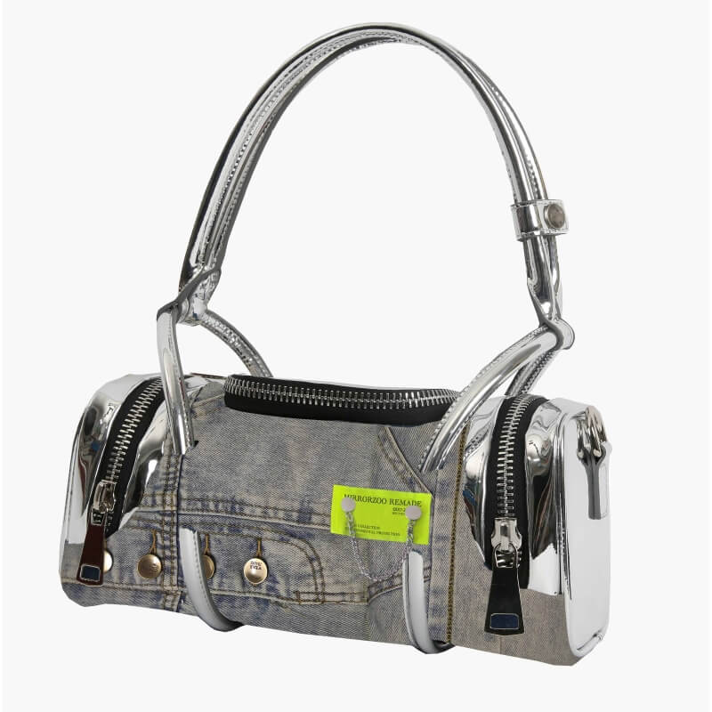 Galaxy Girl Denim Remake Cylinder Shaped Handbag