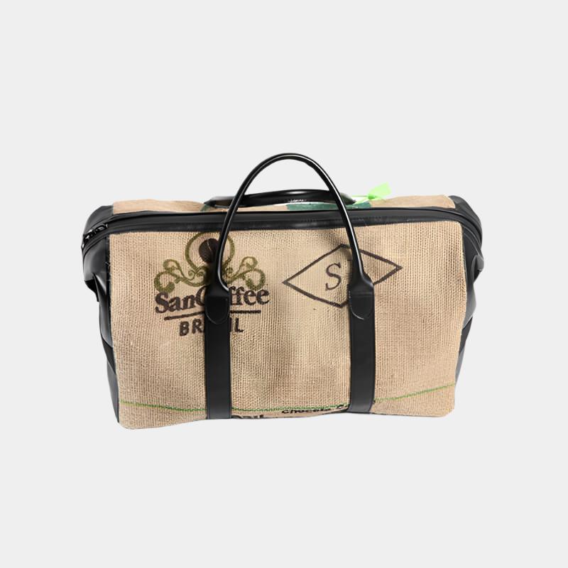 Backside-Display-Of-The-Upcycled-Coffee-Sack-Duffel-Bag