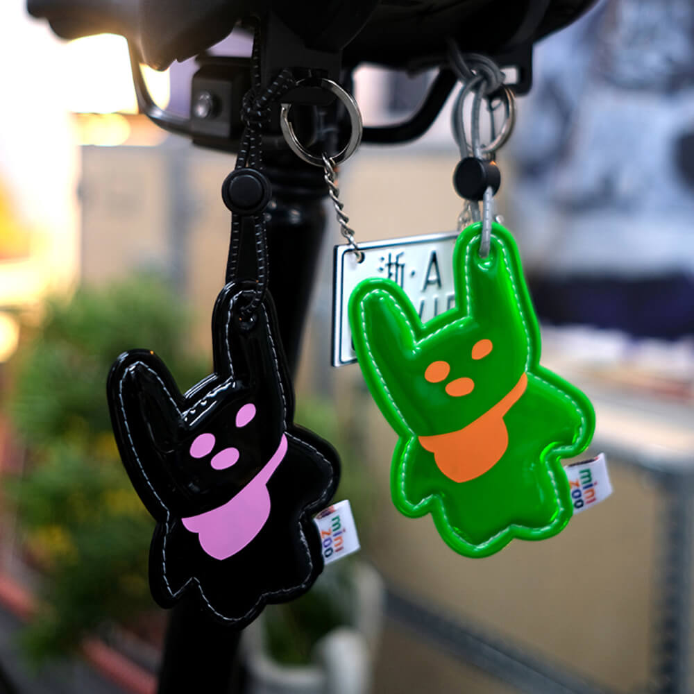 Black-And-Green-Bunny-Design-Bicycle-Safety-Reflective-Pendants-In-Daytime-Effect