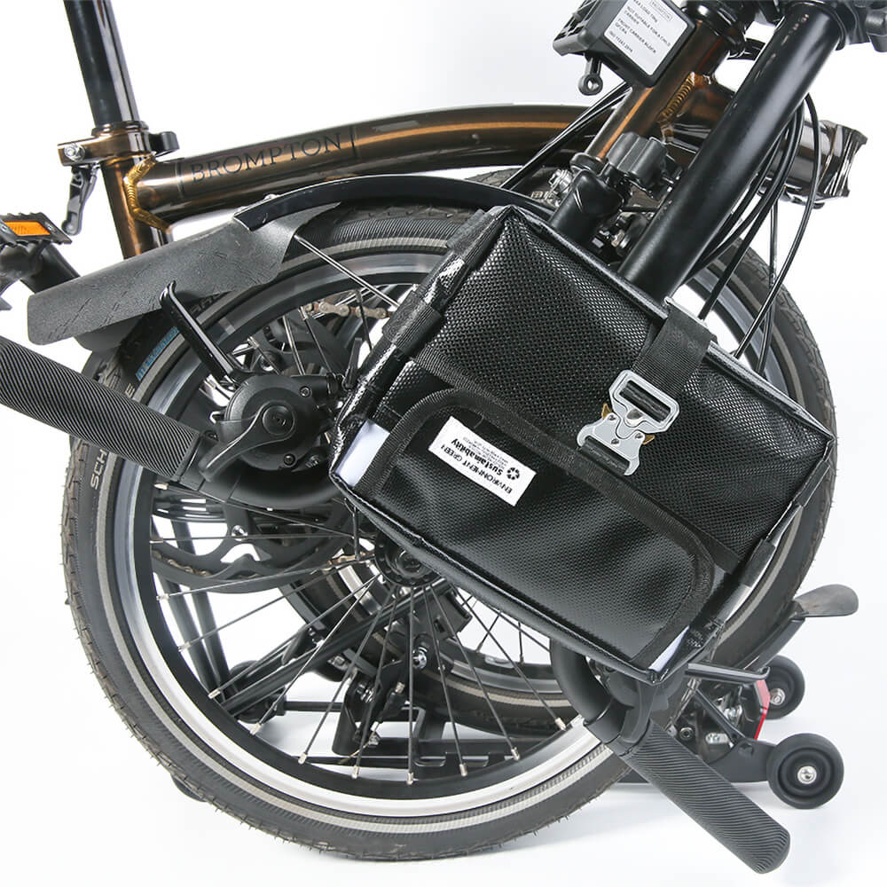 Upcycled-Billboard-Black-Handlebar-Bag-For-Brompton-Bike